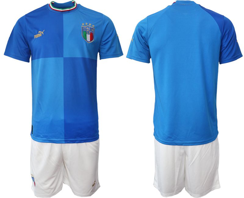 Men 2022 World Cup National Team Italy home blue blank Soccer Jerseys->italy jersey->Soccer Country Jersey